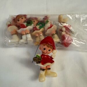 Vintage Christmas Girl  Elf Floral Pics -set of 6